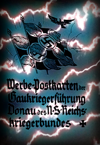 Pochette CPA publicitaire avec drapeaux NS-Reichskriegerbundes