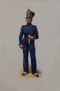 Carte postale ancienne montrant l'uniforme d'un soldat français Infirmier de 1830