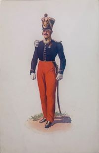 Carte postale ancienne montrant l'uniforme d'un soldat officier français de 1830