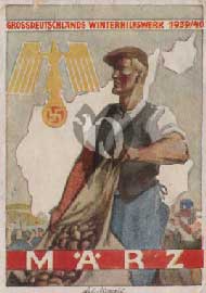 Vignette Novembre
         Winterhilfwerk HitlerJugend avec un tambour et brassard de la jeunnesse Hitlérienne (rouge carré blanc et croix gammée)
         avec insigne du WHW aigle et Svastika