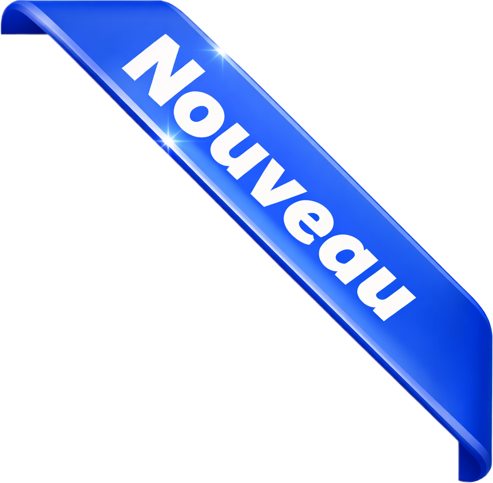 badge bleu nouveauté carte postale