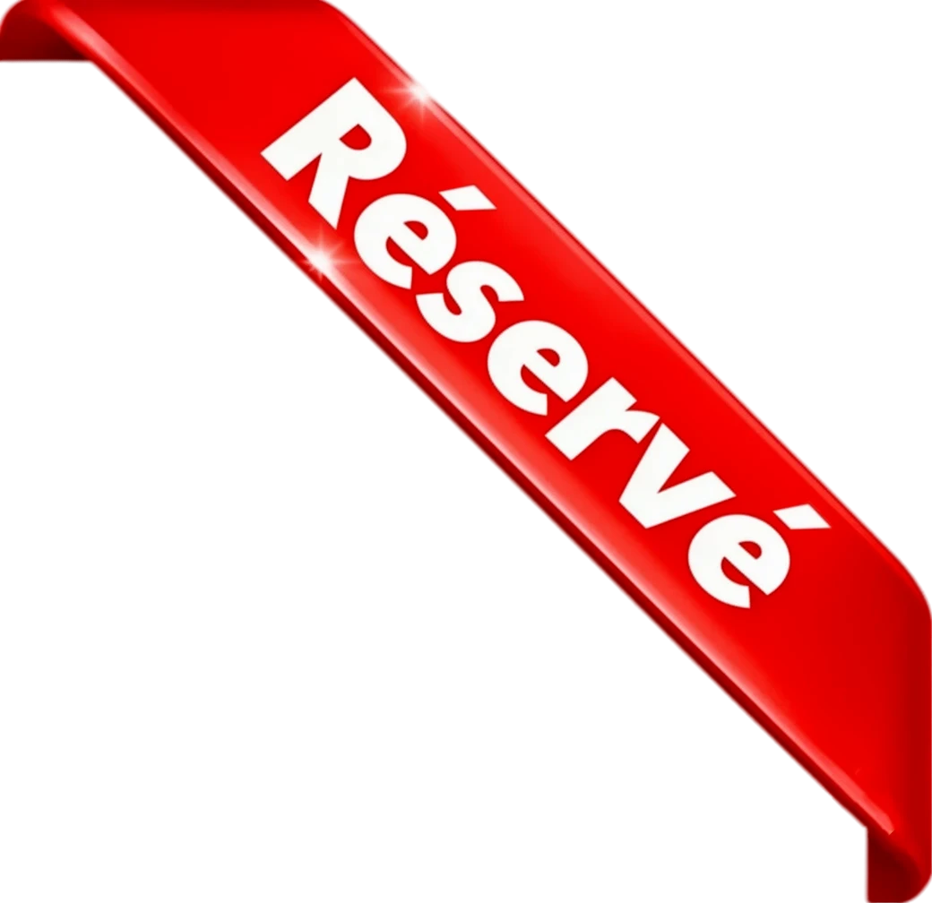 badge rouge carte postale réservé 