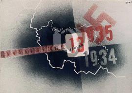 Recto carte postale de la région de la sarre croix gammée nazi avec date 13 Janvier 1934-35