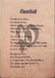 Recto carte postale avec texte de la Chanson de la Sarre