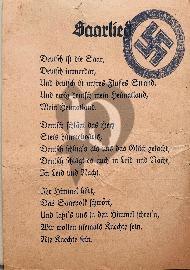 Recto carte postale avec texte de la Chanson de la Sarre Saarlied