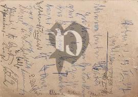 Verso carte postale plusieurs signatures