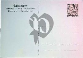 Verso carte postale vierge tiimbre pré-imprimé Hitler tenant un drapeau nazi Deutsche reich inscription Congrès du parti NSDAP pour la paix à Nuremberg septembre 1939