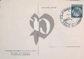 Verso carte postale ancienne vierge avec tampon Berlin-charlottenburg  Engalnd-Deutschland football match et timbre deutsche reich vert Hinderburg 1938