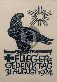 Recto carte postale ancienne	noir/blanc aigle avec soleil et croix de fer Allemande événement Aout 1924