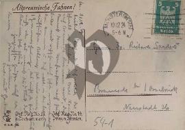 Verso carte postale ancienne utilisé timbre deutsche reich vert avec aigle