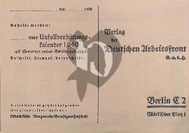 verso carte postale bon de commande Verlag der Deutschen Arbeitfront 1940