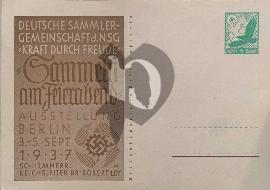 Recto carte postale ancienne	Berlin 1938 timbre pré-imprimé Deutsche Luftpost en vert 