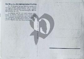 Verso carte postale ancienne vierge description du chemin de la flamme olympique fait de la Gréce jusqu'en Allemagne Berlin de 3075 km