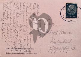 Verso carte postale ancienne utilisé voyagé timbre reich deutsche hinderburg vert 