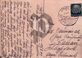 Verso carte postale ancienne vierge timbre hinderburg vert Deutsche reich surchargée Elsaß ou Elsass pour Alsace en Allemand avec tampon Strassburg