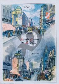Recto carte postale ancienne vu sur la Friedrich Straße à Berlin en 1933 et 1945/46 détruit par les bombardements