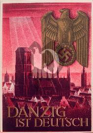Recto carte postale Cathédrale Danzig (Gdansk) 1939 aigle impérial, croix gammée Swastika, inscription Danzig ist deutsche