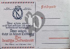 Recto carte postale Feldpost citation Hitler Insigne de combat d'infanterie Wehrmacht