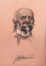 Recto carte postale Portrait de Ferdinand Von Zeppelin avec autographe