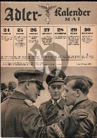 Recto carte postale calendrier Der Adler du 24 au 30 Mai Officers de la luftWaffe et Maréchal Goering