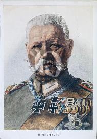 Recto carte postale Portrait Hinderburg en Soldat avec ses médailles dont la croix de fer