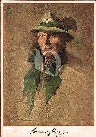 Recto carte postale ancienne, Hermann Goering (Göring) en Chasseur avec chapeau à plume avec aigle 3 reich Reichsadler et authographe imprimé Hermann Göring