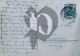 Verso carte postale ancienne utilisé, voyagé timbre deutsche reich et tampon Friedrichshafen 