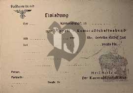 Verso carte postale ancienne questionnaire à remplir pour une soirée de soldat camarade NSDAP Allemagne 1936