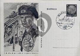 Recto carte postale ancienne Soldat de la Marine NARVIK avec la décoration Panzer tampon tag der briefmarke 1941