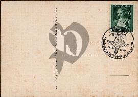 Verso carte postale ancienne non voyagé avec tampon de Vienne de la jeunnesse sportive aigle et swastika et timbre tag der briefmarke 1939