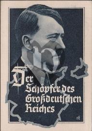Recto carte postale ancienne Portrait Adolf Hitler et une carte de l'Allemagne avec la prusse orientale en 1939