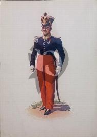 Recto carte postale ancienne Uniforme soldat français Infanterie légére (Officier) 1830