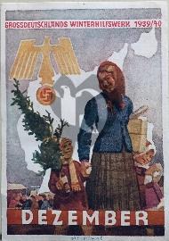 Recto carte postale famille avec sapin de noel inscription GrossDeutschland WHW 1939/1940