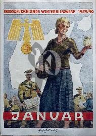 Recto vignette ancienne secours d'hiver Janvier Winterhilfswerk 1939/1940
