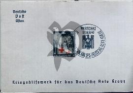 Recto carte postale ancienne timbre de la croix rouge Allemande tampkn Varsovie 1940