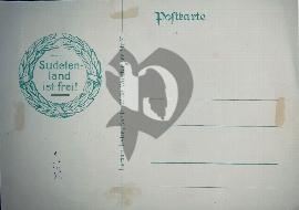 Verso carte postale ancienne vierge inscritption Sudetenland ist frei