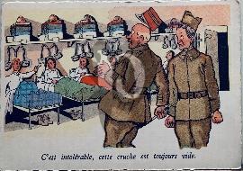 Recto carte postale ancienne dessin humoristique de soldat français de la premiére guerre mondiale 1920