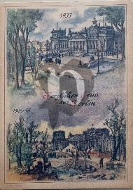 Recto carte postale ancienne vu du reichstag de Berlin en comparaison 1933 et 1945