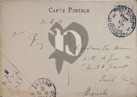 Verso carte postale ancienne tampon poste militaire de Belgique 1918