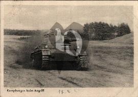 recto carte postale ancienne tank Panzer 4 allemand au combat 1943