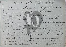 Verso carte postale ancienne écrite, une lettre en français sans timbre ni tampon