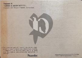 Verso carte postale ancienne vierge inscripiton Omaggio di Libro e Moschetto et une citation de Benito Mussolini 