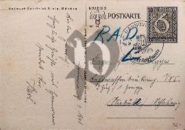 Verso carte postale utilisé KriegWinterhilfswerk avec timbre WHW Kriegs Winterhilfswerk et tampon Hannover journée du timbre WHW