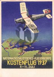 Recto carte postale ancienne avion du NSFK 1937