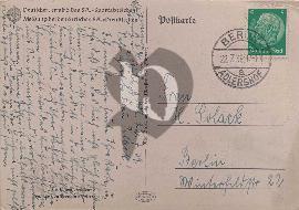 Verso carte postale ancienne utilisé tampon de ville Berlin avec timbre Deutsche Reich vert d'Hinderburg