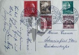 Verso carte postale ancienne Deutsches Bresalu 3 Reich 3 tampons Breslau de l'événement  les 4 tampons de la collection de timbres breslau sport + 1 timbre Hitler rouge Deutsche Reich