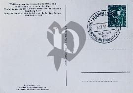 Verso carte postale vierge avec tampon Hambourg et timbre vert Deutsche Reich 1936