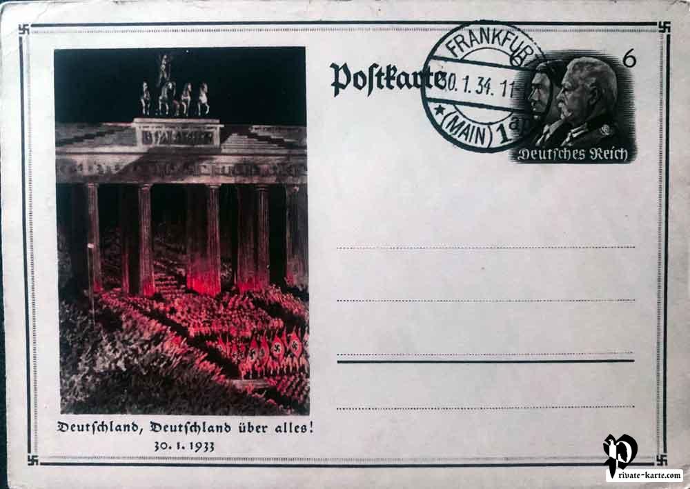 Carte postale officiel du 1er anniversaire de la Prise de pouvoir d'Hitler