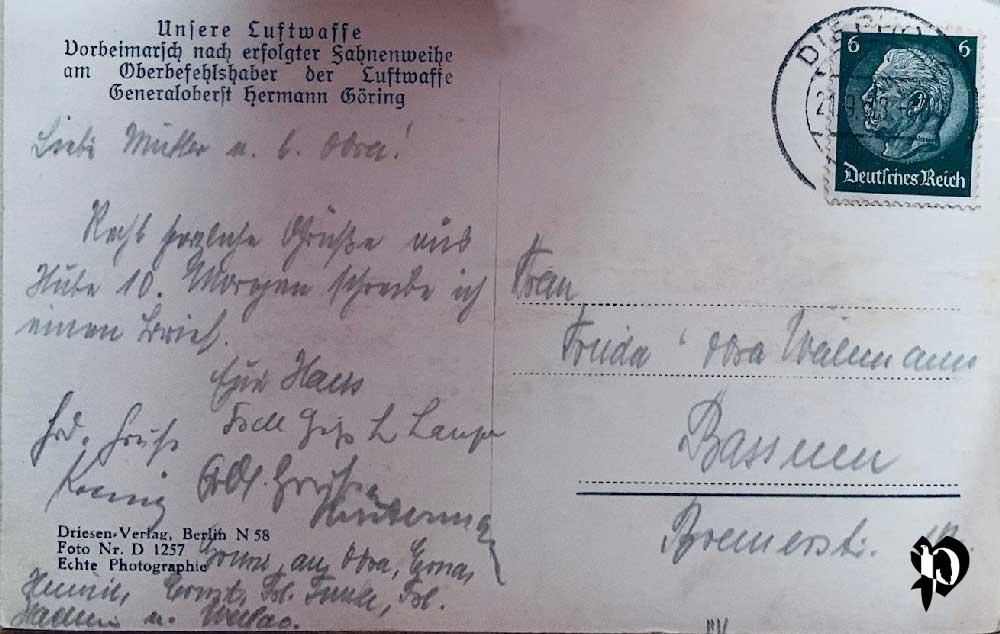 Verso carte postale timbré Hindenburg Deustches Reich