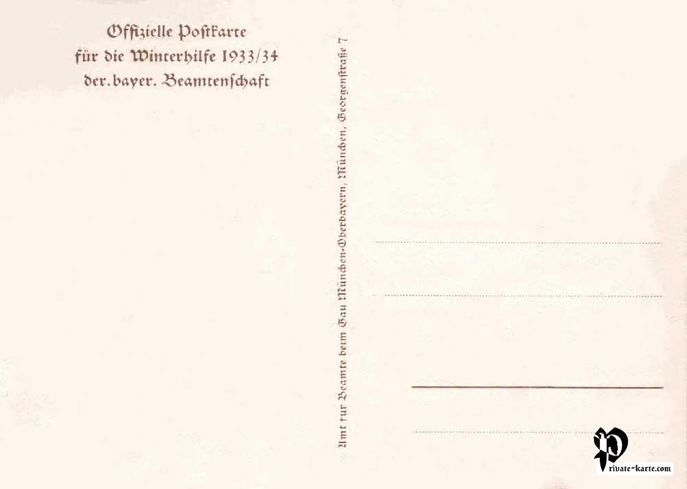 Verso carte postale Offizielle Postkarte fur die winbterhilfe 1933/34